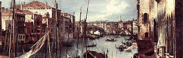 Il Canal Grande con il Ponte di Rialto sullo sfondo